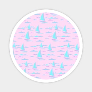 Pink Lake Boats and Mountains Magnet